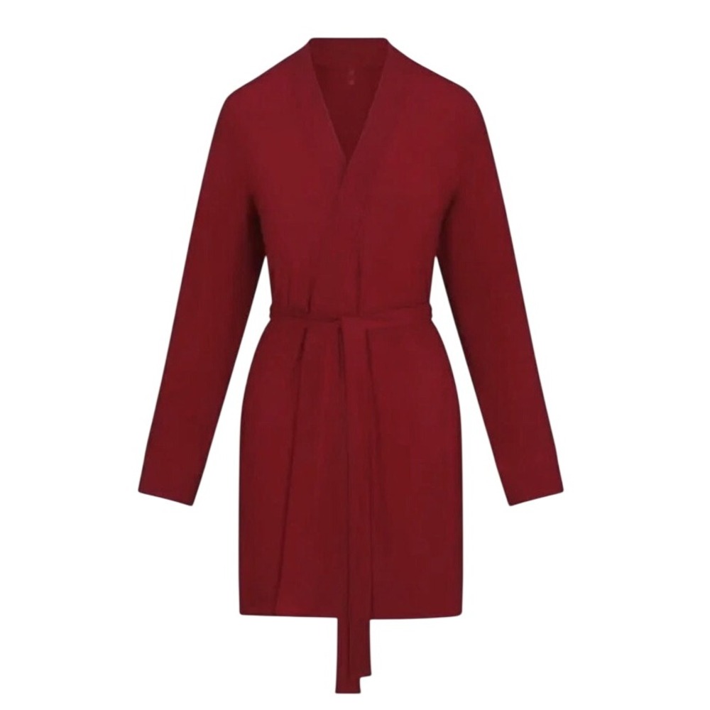 Skims Soft Lounge Short Robe Brick Red Modal Rib Knit AP-RBE-0345 Medium